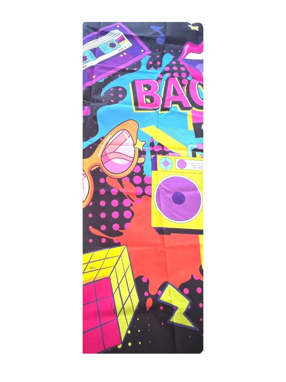 80s 90s Party Decorations 9pc Photo Booth Props + 7x5ft Backdrop New